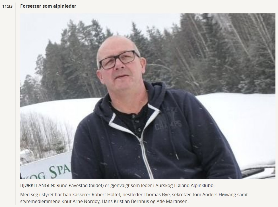 Rune Pavestad fortsetter som leder i Aurskog-Høland Alpinklubb